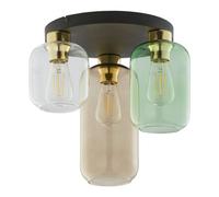 TK Lighting Marco Green ceiling light, 3-bulb, clear/green/brown