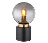 Luminosa Lighting Luminosa Marka Globe Table Lamp Matt Black Gold Smoke Glass Shade 1X E14