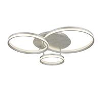 Luminosa Lighting Luminosa Mary 3 Ring Integrated Led Semi Flush Ceiling Light Silver Colored Matt 3X Led Dimmable 2700-6500K Remote Control Timer