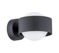 Luminosa Lighting Luminosa Massimo Plus Outdoor Globe Wall Lamp Opal Matt, Black Structure Ip44