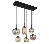 Luminosa Lighting Luminosa Matt Cluster Pendant Ceiling Light Matt Black Smoke Glass Shade 6X E27