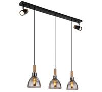 Luminosa Lighting Luminosa Mattea Bar Pendant Ceiling Light Matt Black Smoke Glass Shade 3X E27