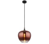 Luminosa Lighting Luminosa Maxy 29Cm Dome Pendant Ceiling Light Matt Black Copper Glass Shade 1X E27