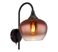 Luminosa Lighting Luminosa Maxy Dome Wall Lamp Matt Black Copper Glass Shade 1X E27