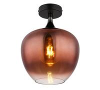 Luminosa Lighting Luminosa Maxy Globe Ceiling Light Matt Black Copper Glass Shade 1X E27