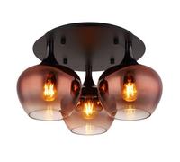 Luminosa Lighting Luminosa Maxy Globe Ceiling Light Matt Black Copper Glass Shade 3X E27