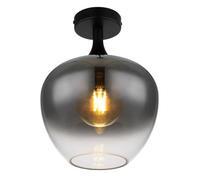 Luminosa Lighting Luminosa Maxy Globe Ceiling Light Matt Black Smoke Glass Shade 1X E27