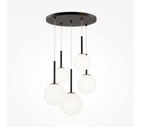 Maytoni hanging light Basic form, black, Ø 58 cm, 5-bulb glass