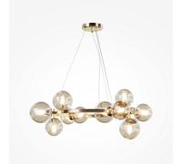Maytoni pendant light Dallas, 11-bulb, gold-coloured/amber