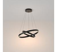 Luminosa Lighting Luminosa Maytoni Rim Twin Ring Modern Integrated Led Pendant Ceiling Light Black, 60Cm, 3000K