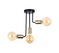 Luminosa Lighting Luminosa Megan Multi Arm Semi Flush Ceiling Light Black, Gold, 25Cm, 3X E27