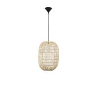 Luminosa Lighting Luminosa Melody 30Cm Dome Pendant Ceiling Light Natural Rattan Black Fabric Wire, Base Led E27