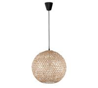 Luminosa Lighting Luminosa Melody Dome Pendant Ceiling Light Natural Bamboo Black Fabric Wire, Base Led E27