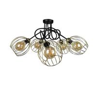 Luminosa Lighting Luminosa Mig Multi Arm Semi Flush Ceiling Light Black, Gold, 70Cm, 5X E27