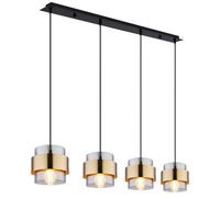 Luminosa Lighting Luminosa Milley Bar Pendant Ceiling Light Matt Black Glass Shade 4X E27