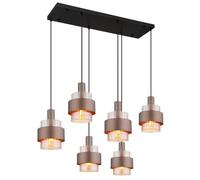 Globo Milley hanging light, length 96 cm, bronze-coloured, 6-bulb, metal