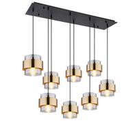 Netlighting Milley Cluster Pendant Ceiling Light Matt Black Glass Shade 8x E27 in Gold Netlighting Gold