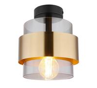 Luminosa Lighting Luminosa Milley Cylindrical Ceiling Light Matt Black Glass Shade 1X E27