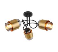 Luminosa Lighting Luminosa Milley Multi Arm Semi Flush Ceiling Lamp Matt Black Smoke Glass Shade 3X E27