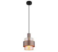 Luminosa Lighting Luminosa Milley Slim Pendant Ceiling Light Matt Black Amber Glass Shade 1X E27