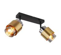 Luminosa Lighting Luminosa Milley Twin Ceiling Spotlight Matt Black Smoke Glass Shade 2X E27