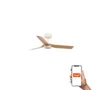 Luminosa Lighting Luminosa Mini Punt Small 3 Blade Ceiling Fan Matt White, Maple Tuya Smart System
