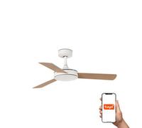 Luminosa Lighting Luminosa Mini Small 3 Blade Ceiling Fan Matt White, Maple Tuya Smart System
