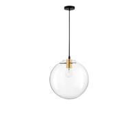 Luminosa Lighting Luminosa Mirale 25Cm Globe Pendant Ceiling Light Gold Metal Clear Glass, Black Led E27