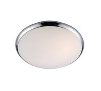 Luminosa Lighting Luminosa Modern Flush Ceiling Light Chrome, White 1 Light With White Shade, E27, Ip44