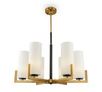 Luminosa Lighting Luminosa Modern Fortano 6 Light Brass Chandelier Glass Shade