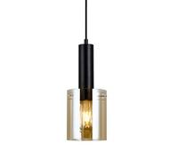 Luminosa Lighting Luminosa Modern Hanging Pendant Black 1 Light With Amber Shade, E27