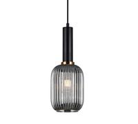 Luminosa Lighting Luminosa Modern Hanging Pendant Black 1 Light With Glass, Smoky Shade, E27