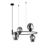 Luminosa Lighting Luminosa Modern Hanging Pendant Black 4 Light With Graphite Smoky Shade, E27