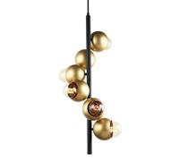 Luminosa Lighting Luminosa Modern Hanging Pendant Black 6 Light With Zloty Shade, E27 Dimmable