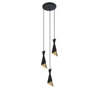 Luminosa Lighting Luminosa Modern Hanging Pendant Black, Gold 3 Light , E27