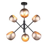 Luminosa Lighting Luminosa Modern Hanging Pendant Black, Gold 6 Light With Zloty Shade, E14