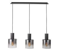 Luminosa Lighting Luminosa Modern Hanging Pendant Black, Smoky 3 Light With Glass Shade, E27