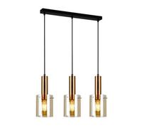 Luminosa Lighting Luminosa Modern Hanging Pendant Brass 3 Light With Amber Shade, E27