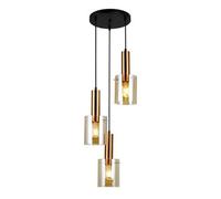 Luminosa Lighting Luminosa Modern Hanging Pendant Brass 3 Light With Amber Shade, E27