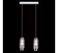 Luminosa Lighting Luminosa Modern Hanging Pendant Chrome 2 Light With Clear Shade, E27