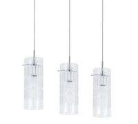 Luminosa Lighting Luminosa Modern Hanging Pendant Chrome 3 Light With Clear Shade, E27
