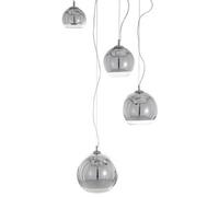 Luminosa Lighting Luminosa Modern Hanging Pendant Chrome 4 Light With Glass Shade, E27
