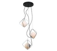 Luminosa Lighting Luminosa Modern Hanging Pendant Chrome, Black 3 Light With White Shade, E27 Dimmable