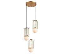 Luminosa Lighting Luminosa Modern Hanging Pendant Golden 3 Light With Gold, White Shade, E27