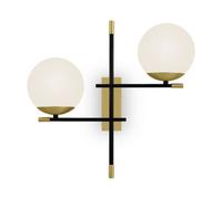 Luminosa Lighting Luminosa Modern Nostalgia 2 Light Matt Gold Wall Lamp Glass Shade
