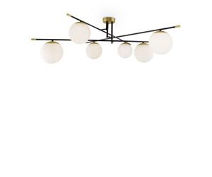 Luminosa Lighting Luminosa Modern Nostalgia 6 Light Matt Gold Ceiling Lamp Glass Globe Shade