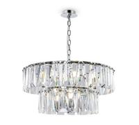 Luminosa Lighting Luminosa Modern Puntes 2 Tier 12 Light Chrome Pendant Ceiling Light