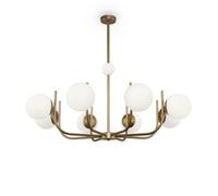 Luminosa Lighting Luminosa Modern Rendez-Vous 8 Light Brass Pendant Ceiling Light Glass Shade