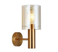 Luminosa Lighting Luminosa Modern Wall Lamp Brass 1 Light With Amber Shade, E27