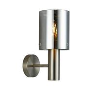Netlighting Modern Wall Lamp Satin Nickel 1 Light with Smoky Shade E27 in Grey Netlighting Grey